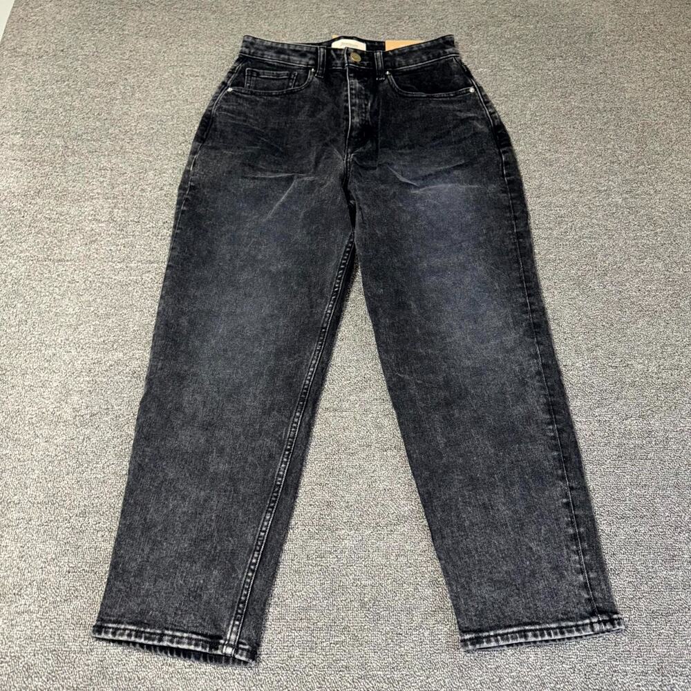 Revtown The‎ Mom Crop Jeans Womens 28 Shadow Black Denim High Rise Tapered Leg